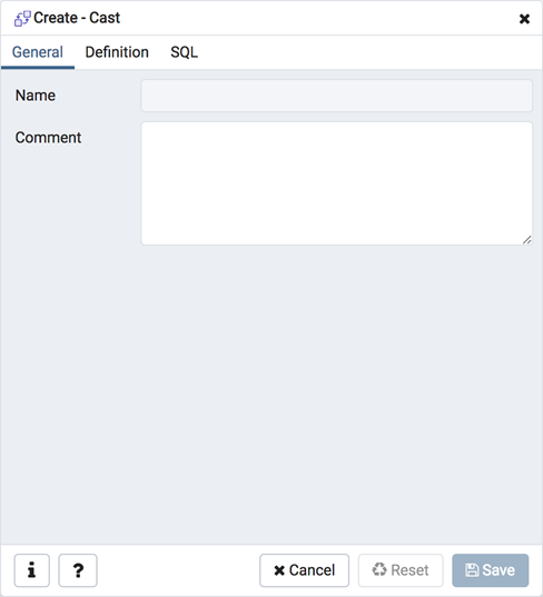 Cast dialog general tab