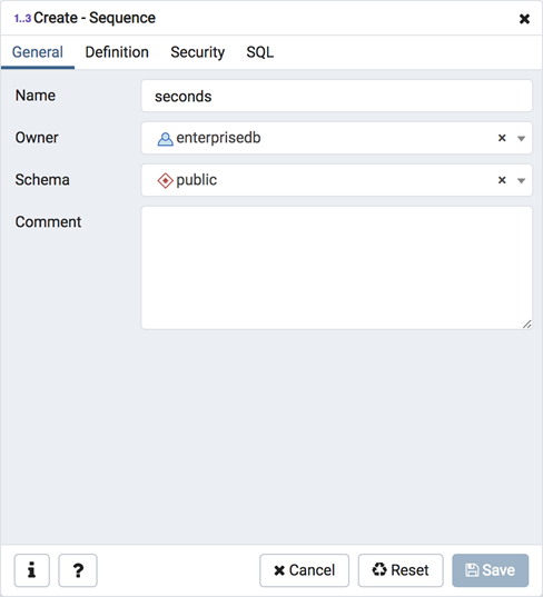Sequence dialog general tab